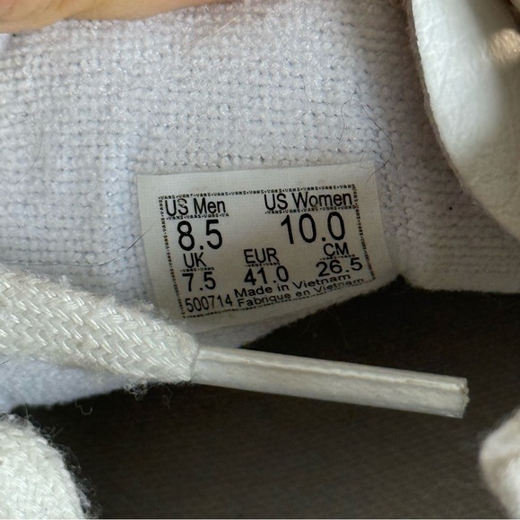Vans Women's White Leather Lace Up Sneakers Size 10 (Men’s 8.5) - Picture 4 of 12